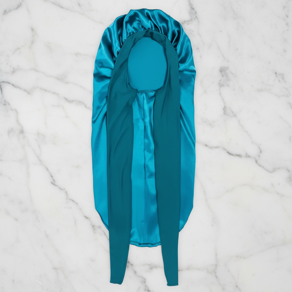 The Midnight Satin Preserve: Luxury Long Bonnet & Edge Wrap