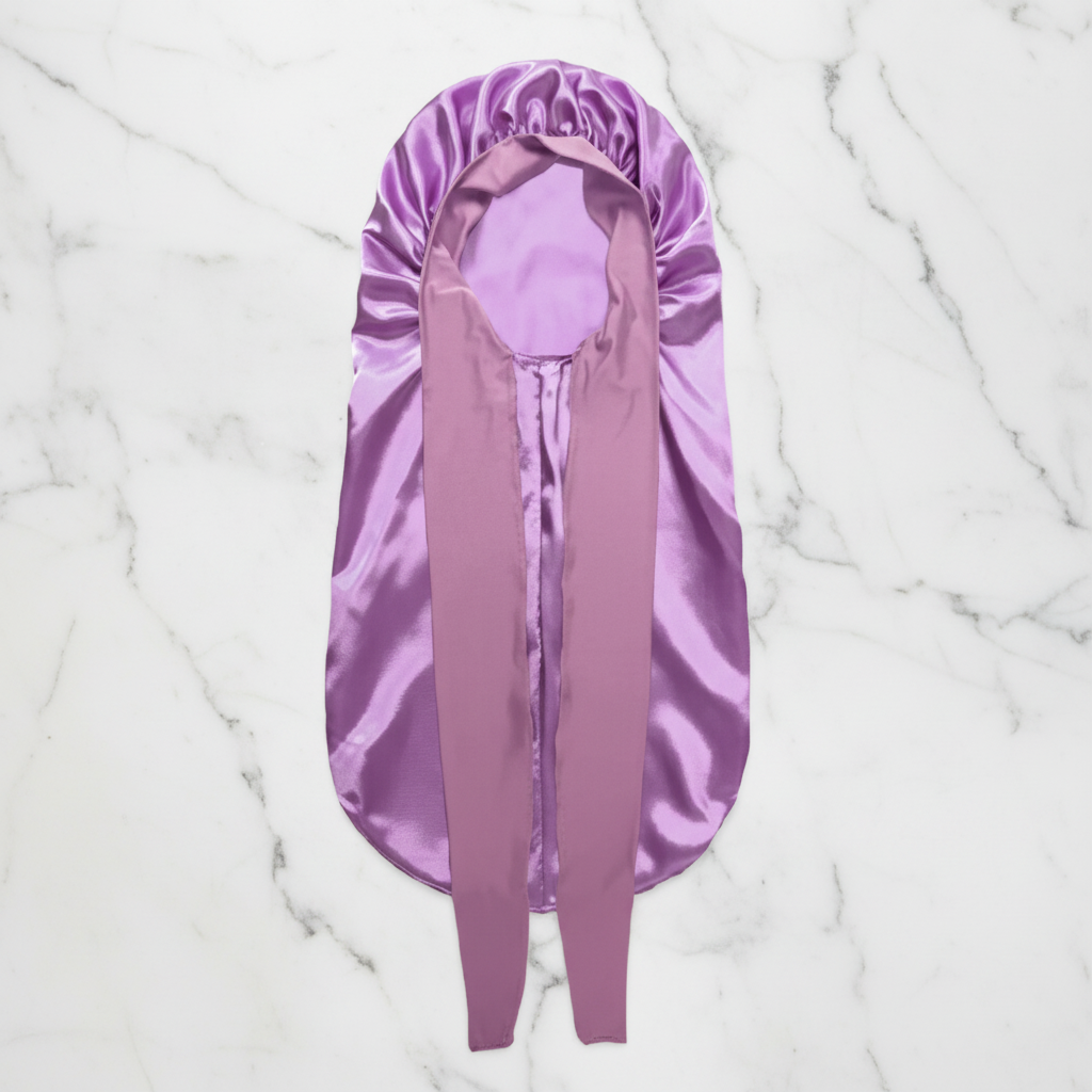 The Midnight Satin Preserve: Luxury Long Bonnet & Edge Wrap