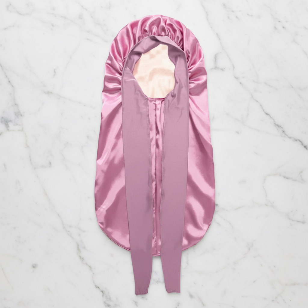 The Midnight Satin Preserve: Luxury Long Bonnet & Edge Wrap