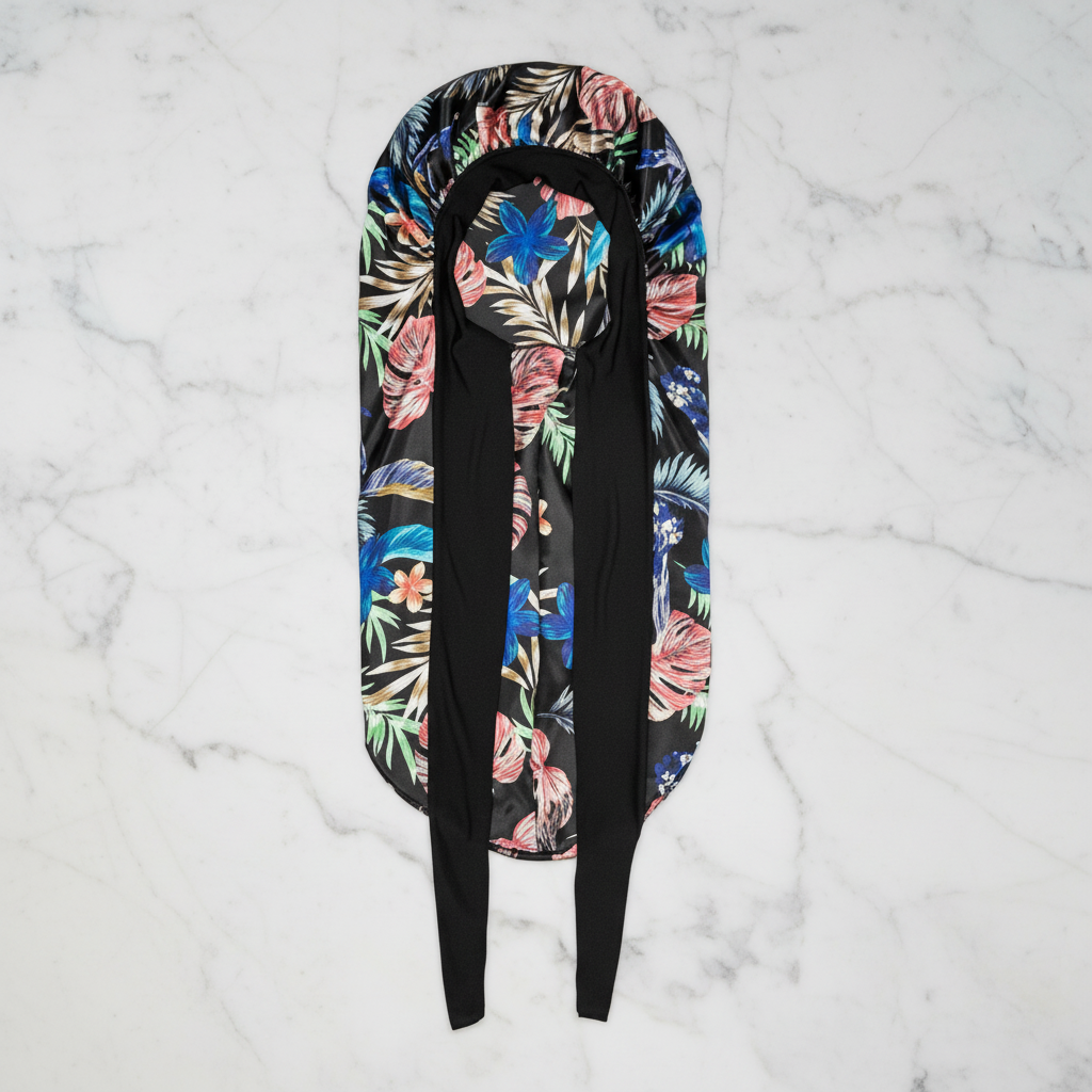 The Midnight Satin Preserve: Luxury Long Bonnet & Edge Wrap