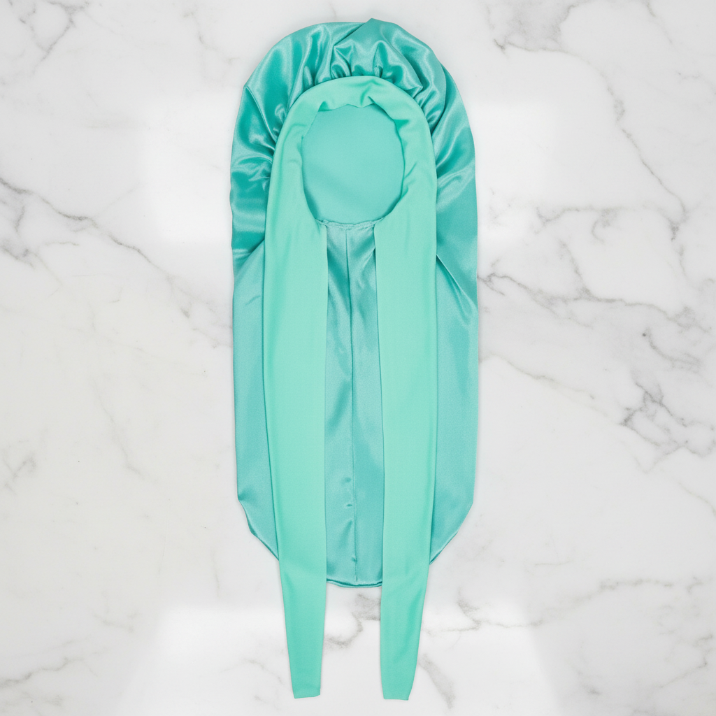 The Midnight Satin Preserve: Luxury Long Bonnet & Edge Wrap