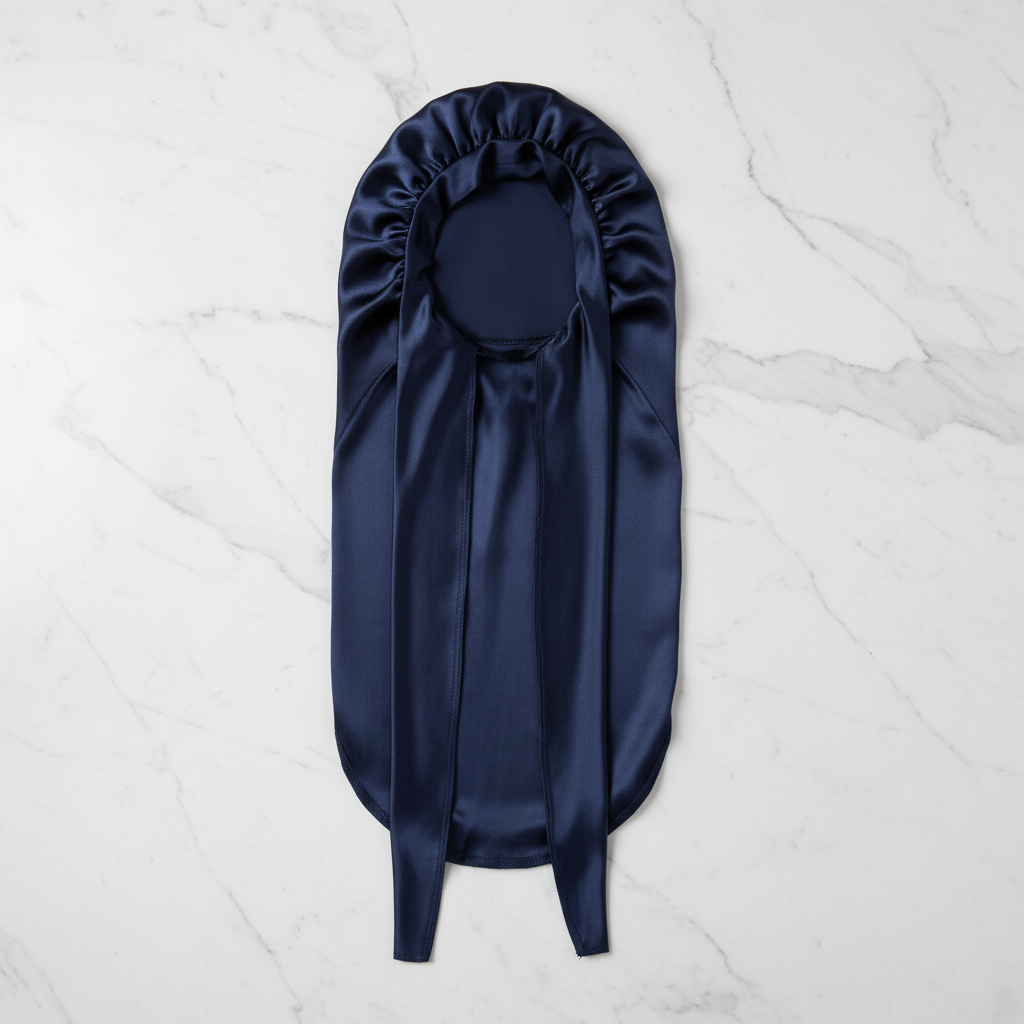 The Midnight Satin Preserve: Luxury Long Bonnet & Edge Wrap