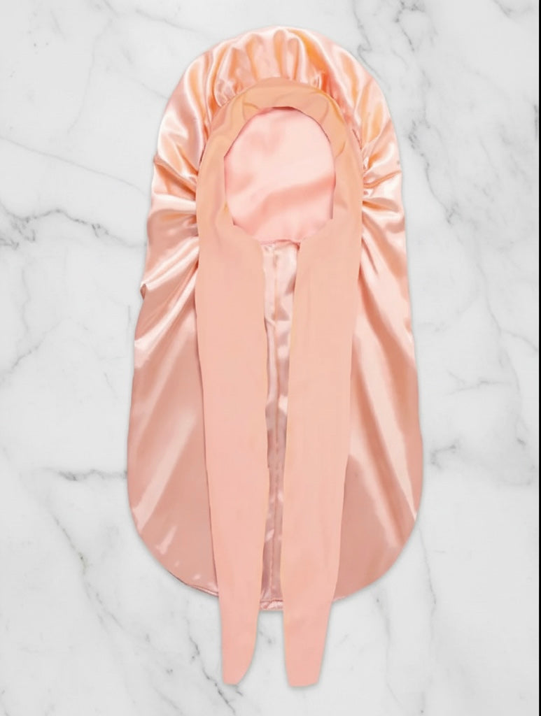 The Midnight Satin Preserve: Luxury Long Bonnet & Edge Wrap