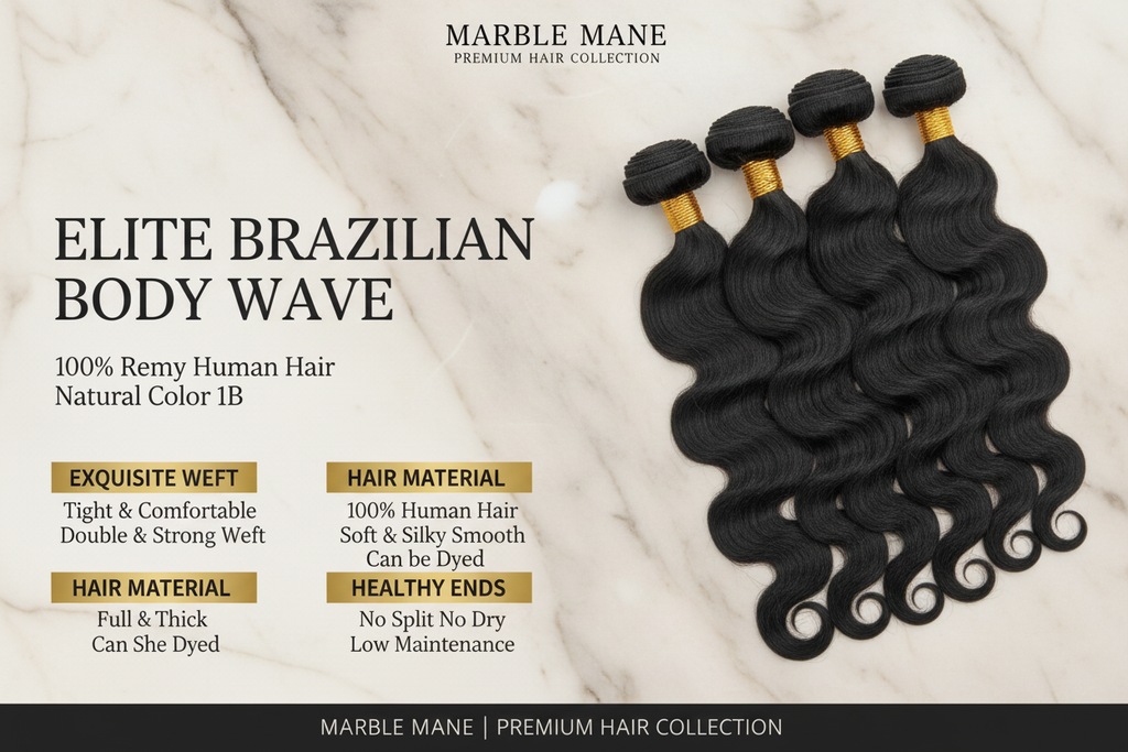Elite Brazilian Body Wave – 100% Remy Human Hair Bundles