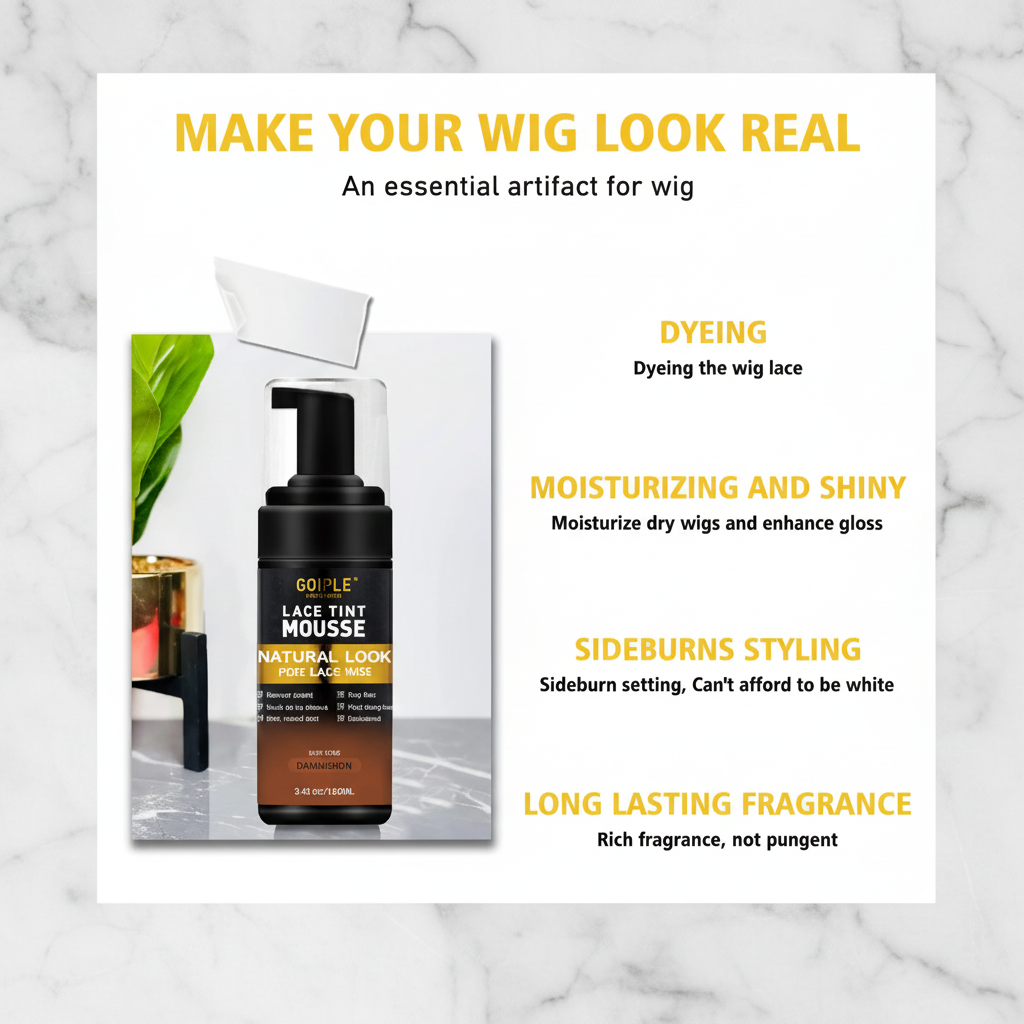 Lace Tint Mousse for Front Wigs And Orange Flavor Wax Stick for Broken Hair Flyaway Control Edge Control Wig Installation Kit Set
