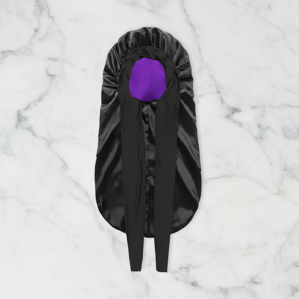 The Midnight Satin Preserve: Luxury Long Bonnet & Edge Wrap