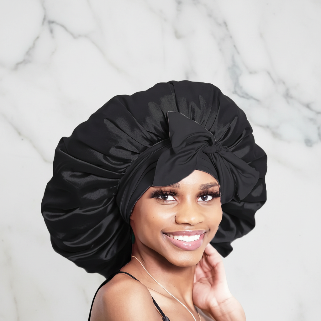The Adjustable Satin Crown: Comfort Tie Bonnet