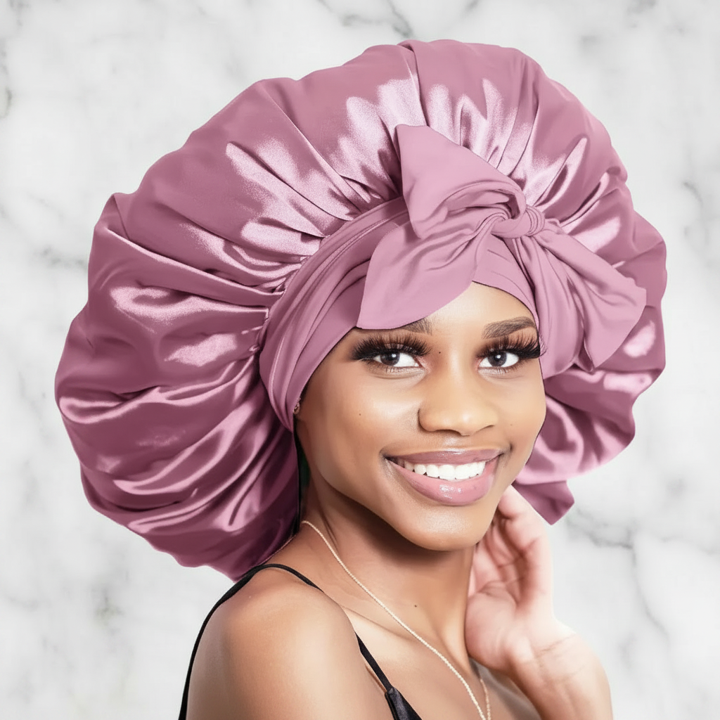 The Adjustable Satin Crown: Comfort Tie Bonnet