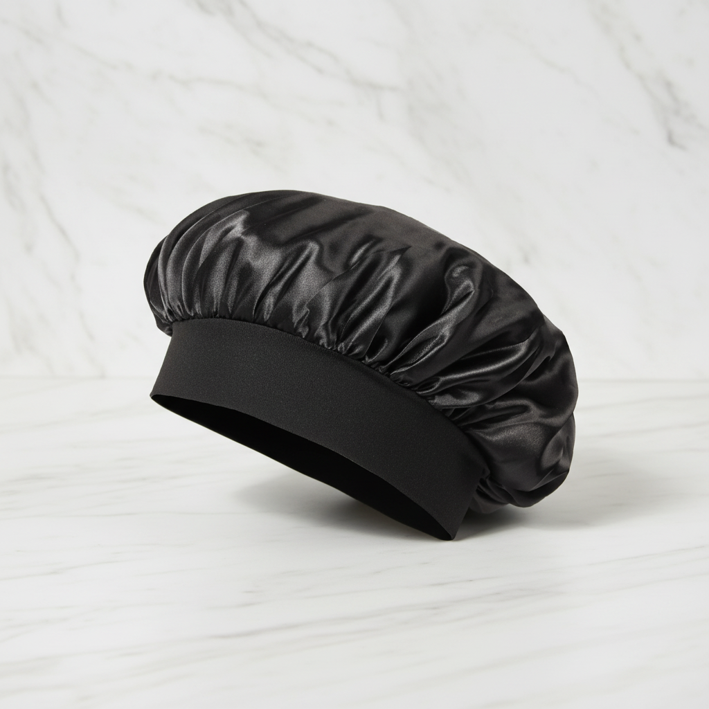 The Silk Sleep Cloud: Soft Band Satin Bonnet